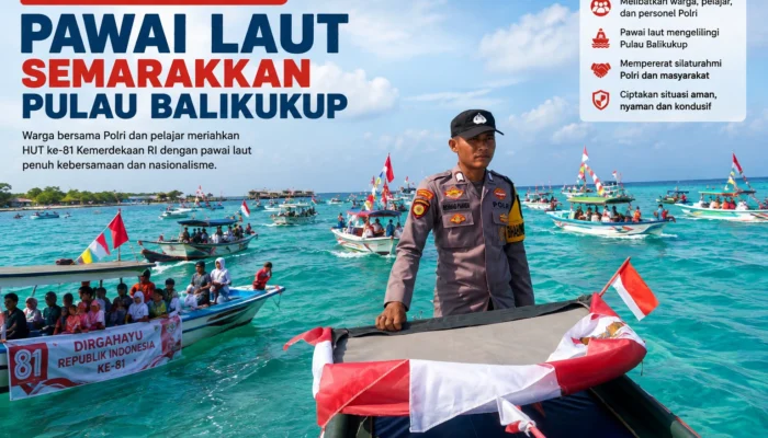 Pawai Laut Meriahkan HUT Ke-81 RI Di Pulau Balikukup