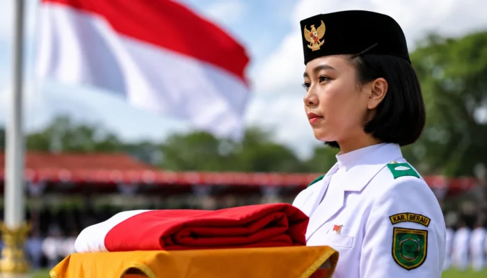 Feni Anggela, Pembawa Baki Paskibraka Berau Yang Tampil Penuh Percaya Diri